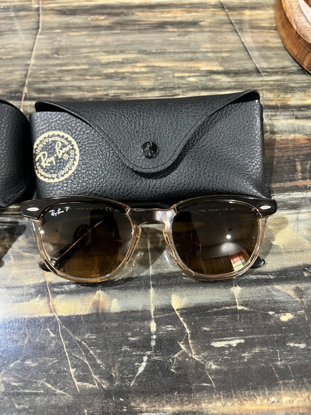 Ray-Ban Transparent Brown Frame Sunglasses with Brown Gradient Lenses